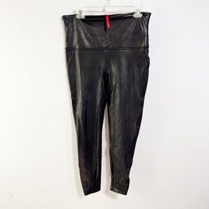 SPANX Black Faux Leather Leggings 1x